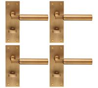 4x PAIR Round Bar Handle on Slim Bathroom Backplate 150 x 50mm Antique Brass