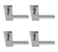 4x PAIR Round Bar Handle on Slim Bathroom Backplate 150 x 50mm Satin Nickel Loops Metallics One Size