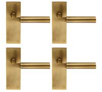 4x PAIR Round Bar Handle on Slim Latch Backplate 150 x 50mm Antique Brass Loops Metallics One Size