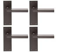 4x PAIR Round Bar Handle on Slim Latch Backplate 150 x 50mm Matt Bronze