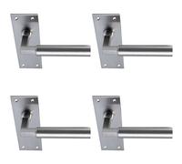 4x PAIR Round Bar Handle on Slim Latch Backplate 150 x 50mm Satin Nickel Loops Metallics One Size