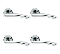 4x PAIR Round Bar Handle with Arch Concealed Fix Round Rose Polished Chrome