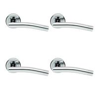 4x PAIR Round Bar Handle with Arch Concealed Fix Round Rose Polished Chrome