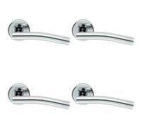 4x PAIR Round Bar Handle with Arch Concealed Fix Round Rose Polished Chrome Loops Multi One Size