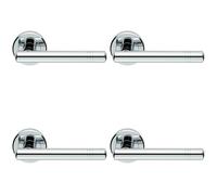 4x PAIR Round T Bar Handle with Ringed Design Concealed Fix Polished Chrome Loops Multi One Size