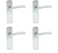 4x PAIR Rounded Curved Bar Handle on Latch Backplate 170 x 42mm Satin Chrome