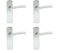 4x PAIR Rounded Curved Bar Handle on Latch Backplate 170 x 42mm Satin Chrome