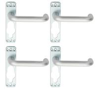 4 Pack | Pair Safety Lever on Inner Backplate - 152mm Door Handle - Satin Aluminium | Lever on Backplate Door Handle - Internal Door Hardware - Lock, Euro, Oval and Latch Options Available