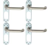 4x PAIR Safety Lever on Steel Inner Backplate 168mm Door Handle Satin Steel