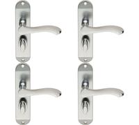 4x PAIR Scroll Lever Door Handle on Bathroom Backplate 180 x 40mm Satin Chrome Loops Multi One Size