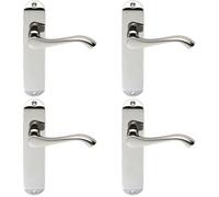 Loops 4x PAIR Scroll Lever Door Handle on Latch Backplate 180 x 40mm Polished Chrome Loops Multicolor