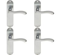 4x PAIR Scroll Lever Door Handle on Latch Backplate 180 x 40mm Satin Chrome Loops Multi One Size