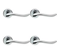 4x PAIR Scroll Shaped Lever Handle on Round Rose Concealed Fix Polished Chrome Loops Multi One Size