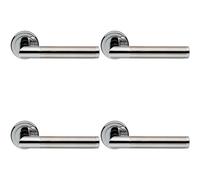 4x PAIR Sectional Round Bar Lever on Round Rose Concealed Fix Dual Chrome