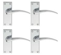 Loops 4x PAIR Slim Arched Door Handle on Latch Backplate 150 x 43mm Polished Chrome Loops Multicolor