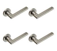 4X Pair Slim Elliptical Handle On Round Rose Concealed Fix Satin Steel