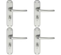 4x PAIR Slim Round Bar Lever on Shaped Bathroom Backplate 185 x 40mm Chrome Loops Multi One Size