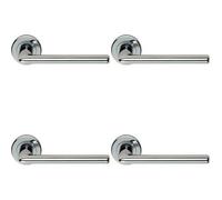 Loops 4x PAIR Slimline Straight Bar Lever on Round Rose Concealed Fix Polished Chrome Loops Multicolor