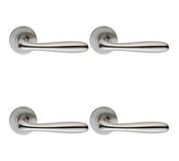 4x PAIR Smooth Rounded Bar Handle on 8mm Round Rose Concealed Fix Satin Steel
