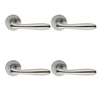 4x PAIR Smooth Rounded Bar Handle on 8mm Round Rose Concealed Fix Satin Steel