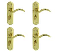 4x PAIR Spiral Sculpted Handle on Bathroom Backplate 180 x 48mm Polished Brass Loops Metallics One Size