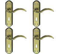 4x PAIR Spiral Sculpted Handle on Lock Backplate 180 x 48mm Florentine Bronze