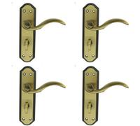 4x PAIR Spiral Sculpted Lever on Bathroom Backplate 180 x 48mm Florentine Bronze