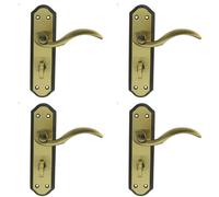 Loops 4x PAIR Spiral Sculpted Lever on Bathroom Backplate 180 x 48mm Florentine Bronze Loops Multicolor