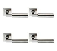4X Pair Square Cut Mitred Bar Handle Concealed Fix Polished & Satin Steel
