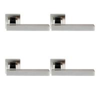4x PAIR Square Cut Straight Bar Handle Concealed Fix Polished & Satin Steel