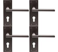 4x PAIR Straight Bar Handle on Slim Euro Lock Backplate 150 x 50mm Matt Bronze Loops Multi One Size