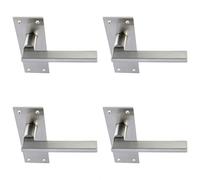 4x PAIR Straight Bar Handle on Slim Latch Backplate 150 x 50mm Satin Nickel Loops Metallics One Size