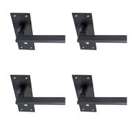 4x PAIR Straight Bar Handle on Slim Lock Backplate 150 x 50mm Matt Bronze