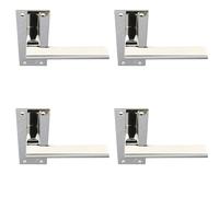 4x PAIR Straight Bar Handle on Slim Lock Backplate 150 x 50mm Polished Nickel Loops Metallics One Size