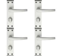 4x PAIR Straight Handle on Bathroom Backplate 152 x 38mm Satin Aluminium