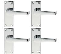 4x PAIR Straight Handle on Short Latch Backplate 118 x 42mm Polished Chrome Loops Multi One Size
