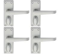 4x PAIR Straight Handle on Short Privacy Backplate 118 x 42mm Satin Chrome Loops Multi One Size