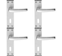 Loops 4x PAIR Straight Lever on Lock Backplate Door Handle 152 x 38mm Satin Aluminium Loops Multicolor