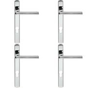 4x PAIR Straight Lever on Narrow Euro Lock Backplate 220 x 26mm Polished Chrome