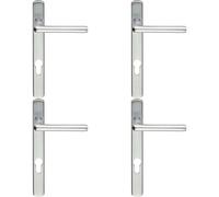 4x PAIR Straight Lever on Narrow Euro Lock Backplate 220 x 26mm Satin Chrome
