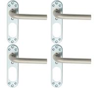 4x PAIR Straight Lever on Steel Inner Backplate 168mm Door Handle Satin Steel