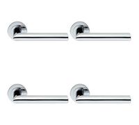 Loops 4x PAIR Straight Mitred Bar Handle on Round Rose Concealed Fix Polished Chrome Loops Multicolor