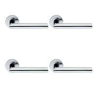 4x PAIR Straight Mitred Bar Handle on Round Rose Concealed Fix Polished Chrome Loops Multi One Size
