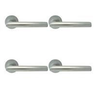 4x PAIR Straight Mitred Bar Handle on Round Rose Concealed Fix Satin Chrome Loops Multi One Size