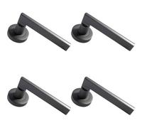 4X Pair Straight Plinth Mounted Handle On Round Rose Concealed Fix Matt Bronze