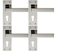 4x PAIR Straight Plinth Mounted Lever on Round Rose Concealed Fix Nickel