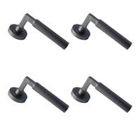 4x PAIR Straight Round Bar Handle on Round Rose Concealed Fix Matt Bronze