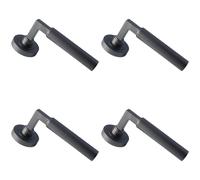 4x PAIR Straight Round Bar Handle on Round Rose Concealed Fix Matt Bronze Loops Multi One Size