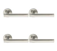 Loops 4x PAIR Straight Round T Bar Handle on Round Rose Concealed Fix Polished Steel in Metallics Loops Metallics