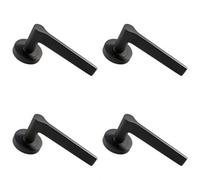 4x PAIR Straight Rounded Handle on Round Rose Concealed Fix Matt Bronze